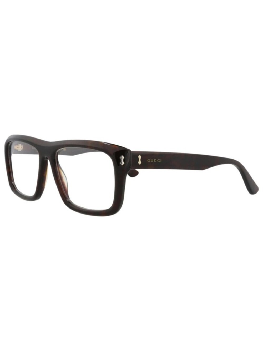 New Gucci Women's Eyeglasses Square Rectangle Recycled Acetate Frame Mens Havana